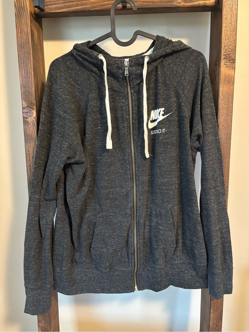 Nike Women's Dark Gray Full-Zip Hoodie Jacket - Large